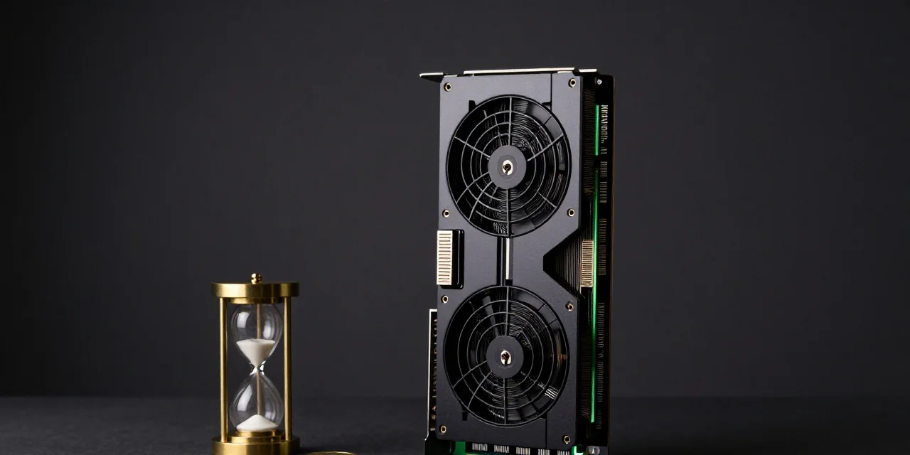 A graphics card with an hourglass and coins, cutting hourly rental costs