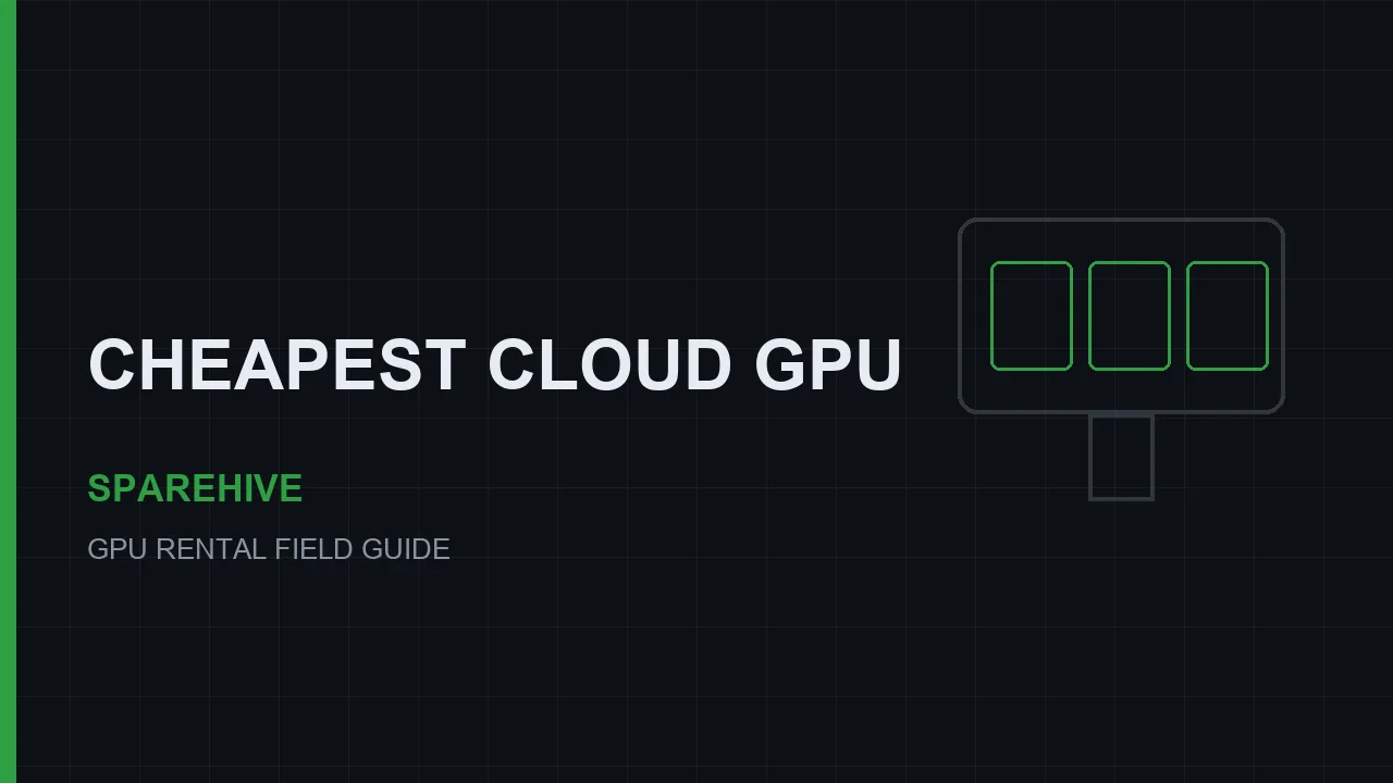 A price ladder of GPU listings from $0.11 to $1.12 an hour, the low end marked as spot hardware